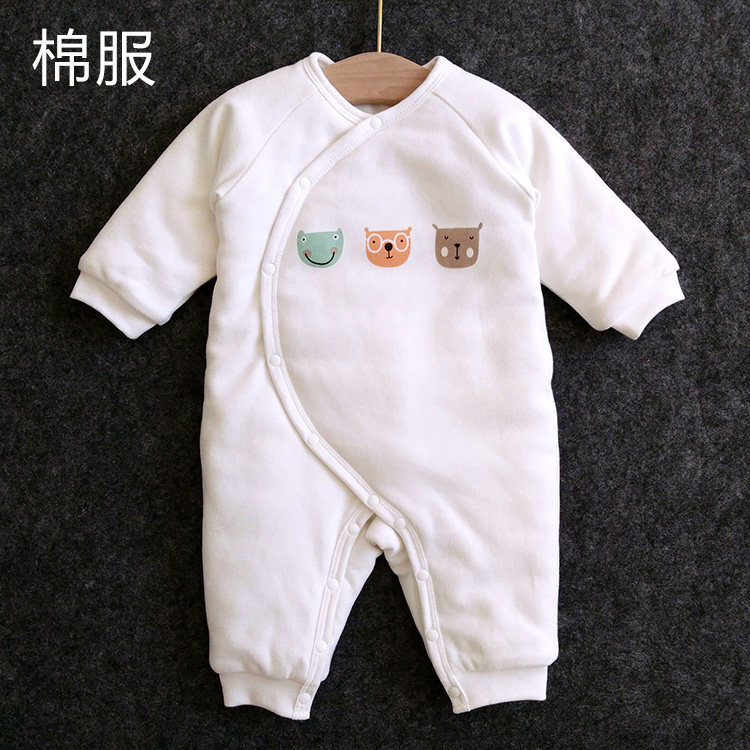 婴儿棉衣冬季加厚保暖衣宝宝纯棉爬服超萌0-1岁外出服哈衣连体衣