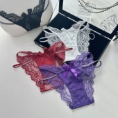 女 性感蕾丝闪钻镂空显瘦纯欲中腰细带三角内裤 半熟甜心 2025新款