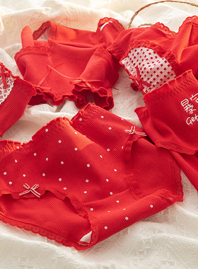 5A全裤抗菌本命年甜美少女红色女士内裤抗菌裆中腰包臀学生三角裤