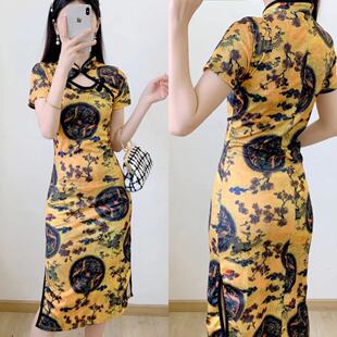 2025夏季新款旗袍年轻少女中国风改良版复古旗袍中长款性感连衣裙