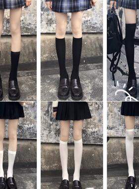 天鹅绒小腿袜女显瘦腿袜jk袜子黑色日系中高长筒过膝袜筒袜