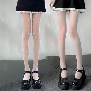 黑色白色透肉连裤 日系奶白丝袜春秋薄款 袜甜美纯欲网红jk过膝丝袜