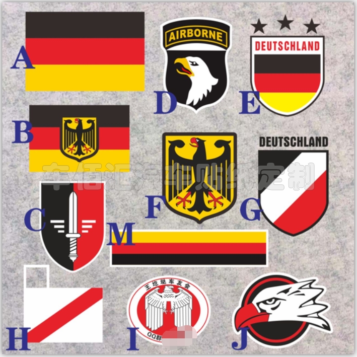 德国国旗  军事军标suv 越野车鹰三色拉条 防水反光汽车车身贴纸