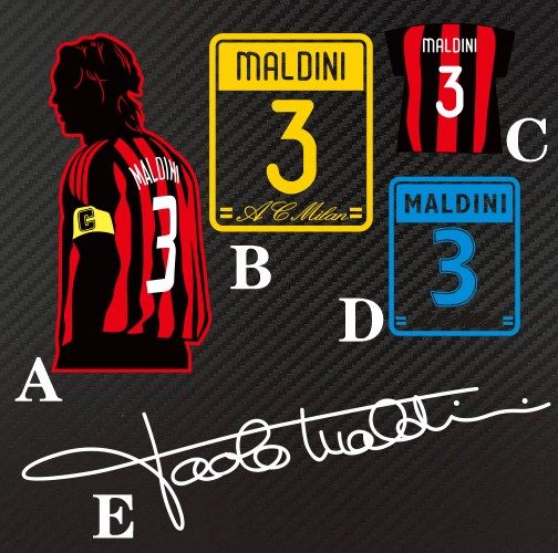 汽车反光 贴纸 球星赛号 ac米兰 字体 3号 马尔蒂尼签名灯眉 包邮