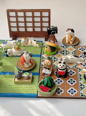 午后憩意日式猫咪榻榻米摆件 ins可爱迷你小猫睡觉生活治愈小摆物