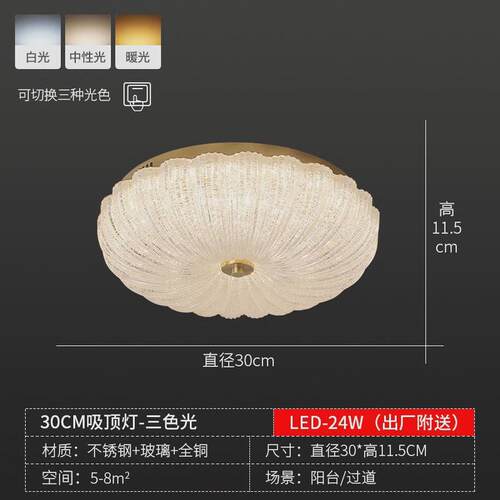 现代轻奢吸顶灯全铜卧室主卧灯简约大气设计感温馨浪漫儿童吸顶灯