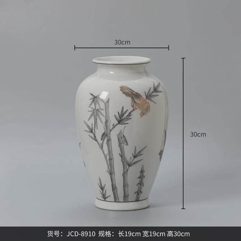 春季嫩绿陶瓷花瓶新中式青花瓷插花瓶瓷器玄关落地客厅摆件装饰品