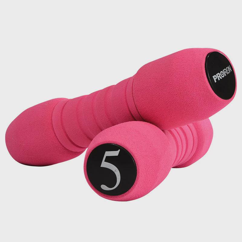 家用哑铃泡棉软体哑铃女学生儿童proiron健身哑铃套装粉1.5/3/5磅