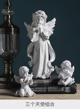 s588【】欧式雕像白色天使装饰品雕塑石膏人物家居摆设复古小摆件