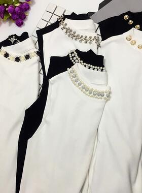 钉珠冰丝女2020春装新款打底衫白色内搭无袖t恤