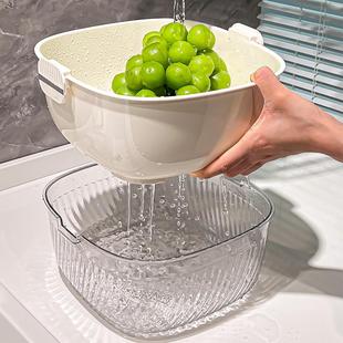 高颜轻奢厨房双层洗菜盆沥水篮子家用水槽洗水果盘淘米淘漏盆神器