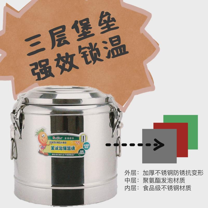 热销冰粉不锈钢保温桶摆摊户外商用大容量全发泡豆浆东森汤饭粥桶图片