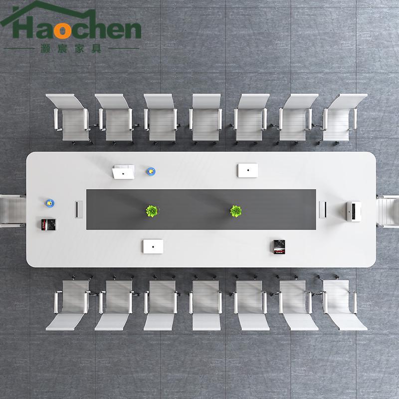 烤漆会议桌长桌简约现代大型家具办公桌椅组合创意培训长条桌白色