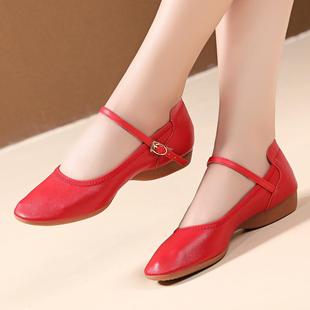 批发代发夏季舞蹈鞋女软底红色广场舞鞋子中老年水兵舞室外跳舞鞋