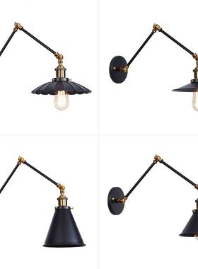 美式铁艺RH壁灯装饰 酒吧餐厅艺术馆 黑色个性简约床头壁灯