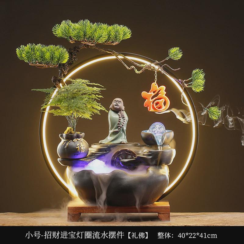 流水招财猫客厅装饰摆件家居饰品桌面水车循环乔迁生财开业礼品