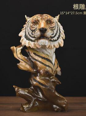 创意复古狮子头像桌面家居客厅办公室书房摆件动物树脂工艺品装饰