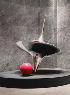 不锈钢圆球陀螺仪雕塑定制酒店大堂售楼部金属艺术工艺品摆件落地