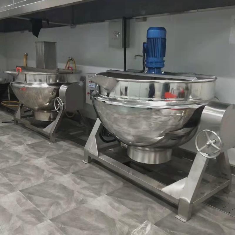 琥珀核桃仁熬夹层锅可倾式搅拌糖浆搅拌煮锅咖喱酱搅拌设备