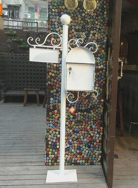 邮箱界美式复古铁艺信箱落地带锁邮筒室外防雨信报箱别墅百装饰品