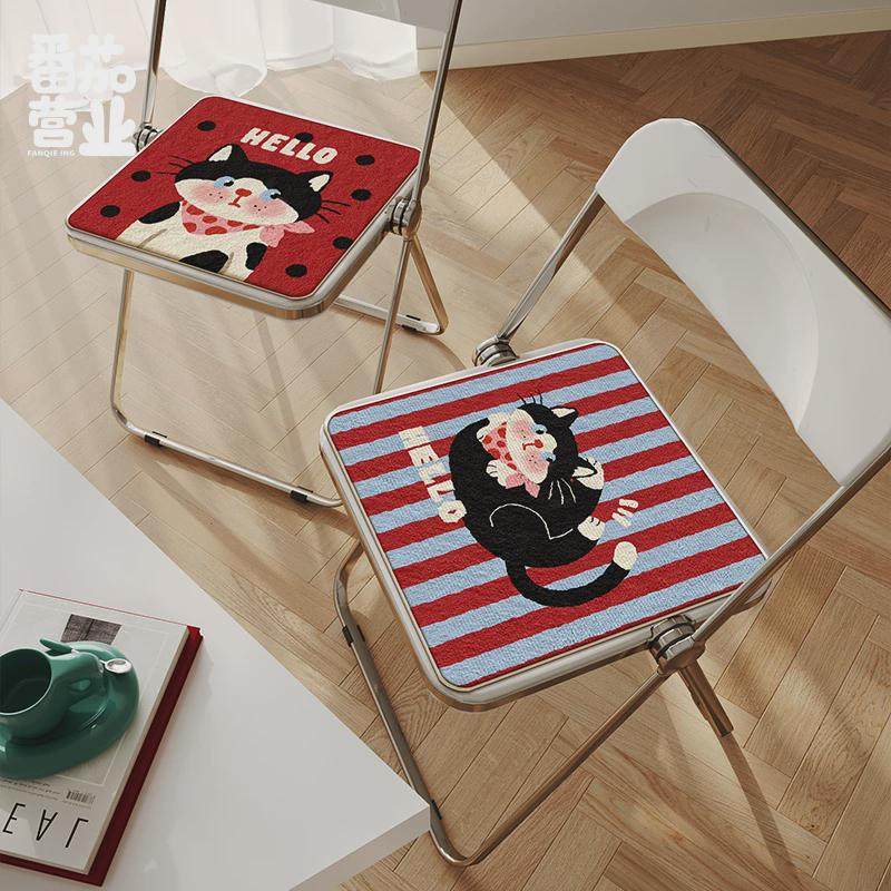 红色家用坐垫毛绒沙发垫卡通可爱办公室久坐椅子垫隔凉保暖凳子垫,居家布艺,椅垫,淘宝优惠券,粉丝福利购,淘宝优惠卷