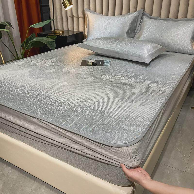 夏季冰丝凉席三件套1.8m床上可机洗冰丝席子折叠床笠款空调软凉席,床上用品,冰丝席,淘宝优惠券,粉丝福利购,淘宝优惠卷