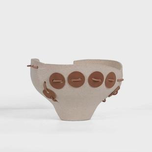 现代简约老钱风极简果盘陶瓷几何摆件自定义样板间售楼处客厅书房