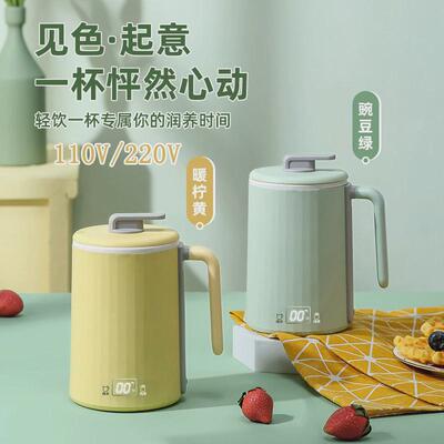 小功率不锈钢电热水杯110V220V宿舍办公室桌面神器迷你加热不沾杯