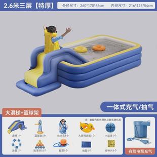 水池洗澡可折叠 充气游泳池带滑梯儿童小孩家用简易别墅户外夏季