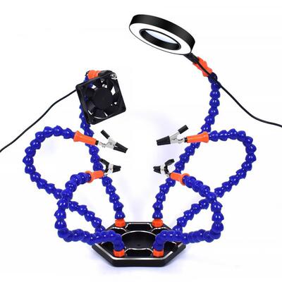 维修柔性臂pcb电子线路板焊接万向辅助固定夹具好帮手带放大镜灯