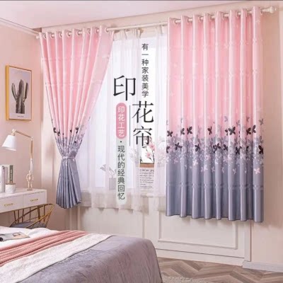 简约现代短款窗帘成品包邮卧室宿舍客厅阳台飘窗短帘半遮光窗帘布