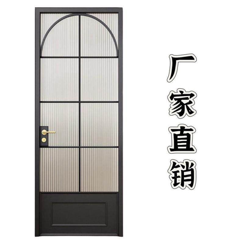 复古铁艺玻璃门法式老铁门极简平开门卫生间门厕所门拱形门店铺门