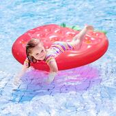 厂家现货充气草莓浮排浮床水上气垫躺椅成人游泳辅助充气床救生圈