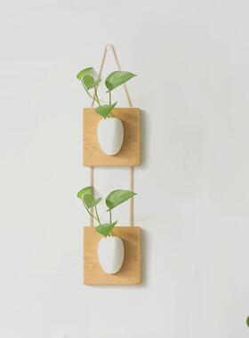 9wor墙面装饰插花挂水培墙壁挂件花瓶书房餐厅壁挂墙器原木风墙挂