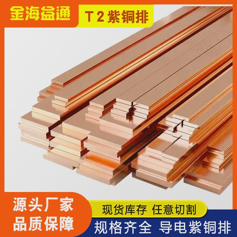 紫铜排T2红铜条纯铜棒方铜扁条防雷铜带铜公紫铜板接地铜排