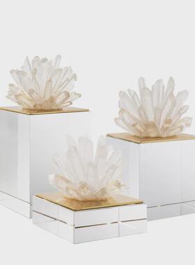 天然蓝色晶石水晶底座摆件简约客厅样板间酒柜摆设现代玄关饰品