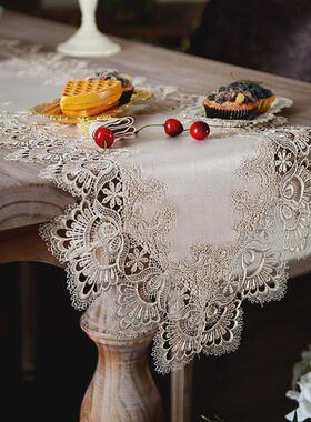 45N桌旗防水防油免洗电视柜盖布蕾丝餐桌旗长条桌布装饰巾欧式茶