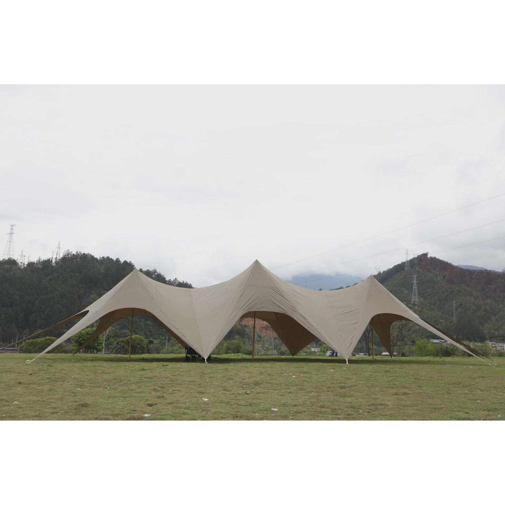 户外天幕万重山多人三峰户外防雨防晒露营地天幕野餐超大便携凉棚