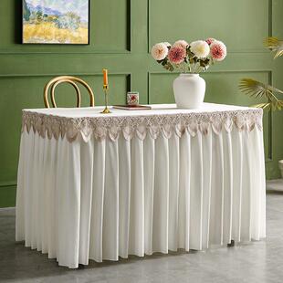 a6l定制会议金丝绒桌布绒布桌流苏方形商务展会签到办公桌裙长布