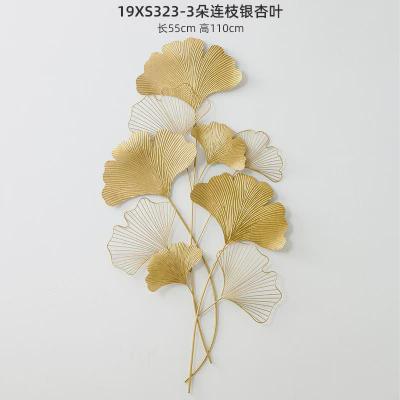新中式轻奢铁艺银杏叶客厅壁挂简约立体餐厅背景墙壁饰挂件装饰画图片
