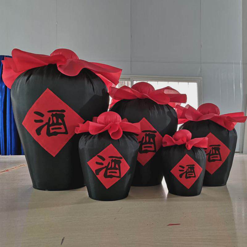 舞蹈表演仿真假酒坛子塑料泡沫布艺假酒坛道具复古风摄影拍照酒缸