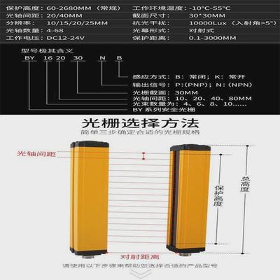 间距邦安全光幕0440-30nb光轴数4台40mm输出方式npn