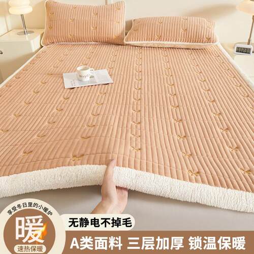 宝宝绒床垫软垫家用绒毯子厚垫被褥成人加绒床褥垫子保护垫三件套