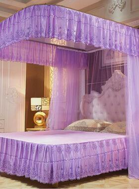 a524u加密轨道蚊帐三开门导轨公主风1.5m1.8米2m双人床型宫廷婚庆