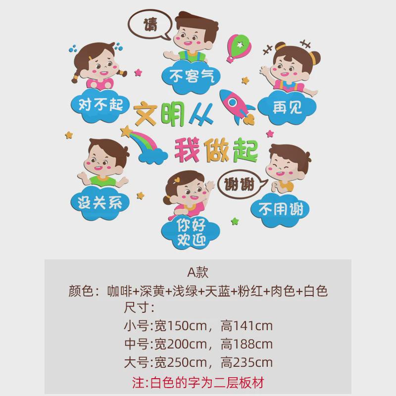 5zw礼貌材料墙贴画幼儿园环创用语主题墙教室环境布置文明礼仪文