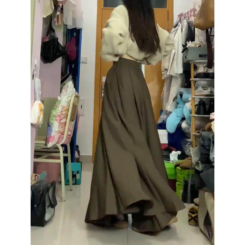 美拉腰棕色a字女大码胖mm遮肚藏肉百褶显瘦春,女装/女士精品,大码半身裙,淘宝优惠券,粉丝福利购,淘宝优惠卷