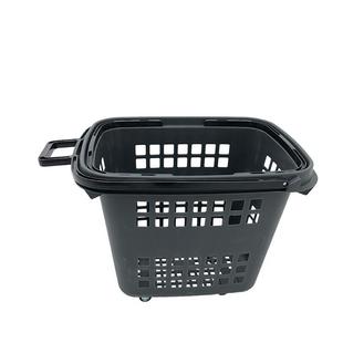 大号80l拉杆篮可放下桶装 水超市卖场拖拉杆带轮塑料篮购物篮