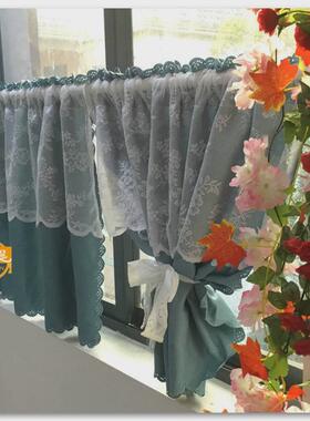 KI9S小窗帘短窗门帘免打孔卧室遮光布帘柜帘卫生间飘窗厨房半帘防