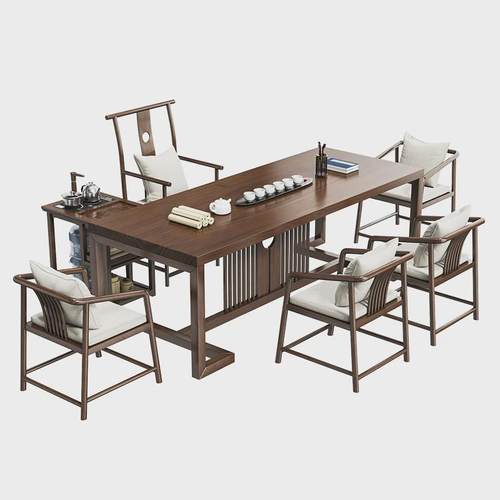 实木茶桌简约现代禅意功夫泡茶桌椅组合新中式办公室客厅原木茶台