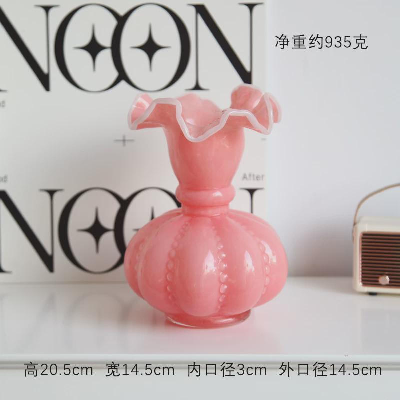 新品中古风彩虹色摆件顿风法式南瓜珠花瓶手工琉璃玻璃家插花器芬